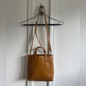 Madewell Zip-Top Small Transport Crossbody Croc Embossed Leather NWT